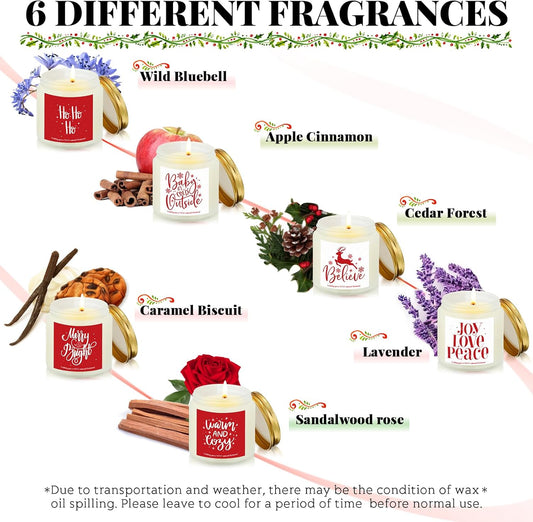 6 Pcs Christmas Scented Candles Christmas Candle Set Soy Holiday Candles 3.5 Oz Candle Winter Candle Gifts for Women Men Family Friends Coworkers Appreciation (Classic Scent)