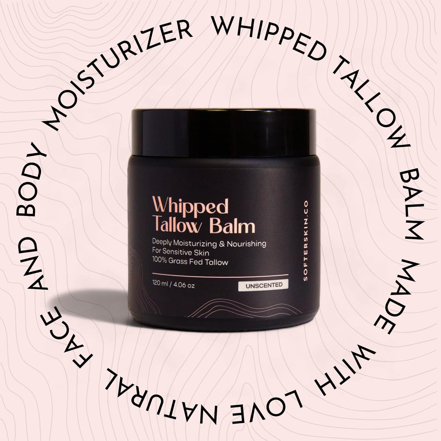 Beef Tallow for Skin (Unscented 4 Oz) - Whipped Tallow Balm for Face and Body - Natural Moisturizer for Sensitive Dry Skin - Handmade Body Butter Lotion - 100% Grass-Fed - Gentle Skincare