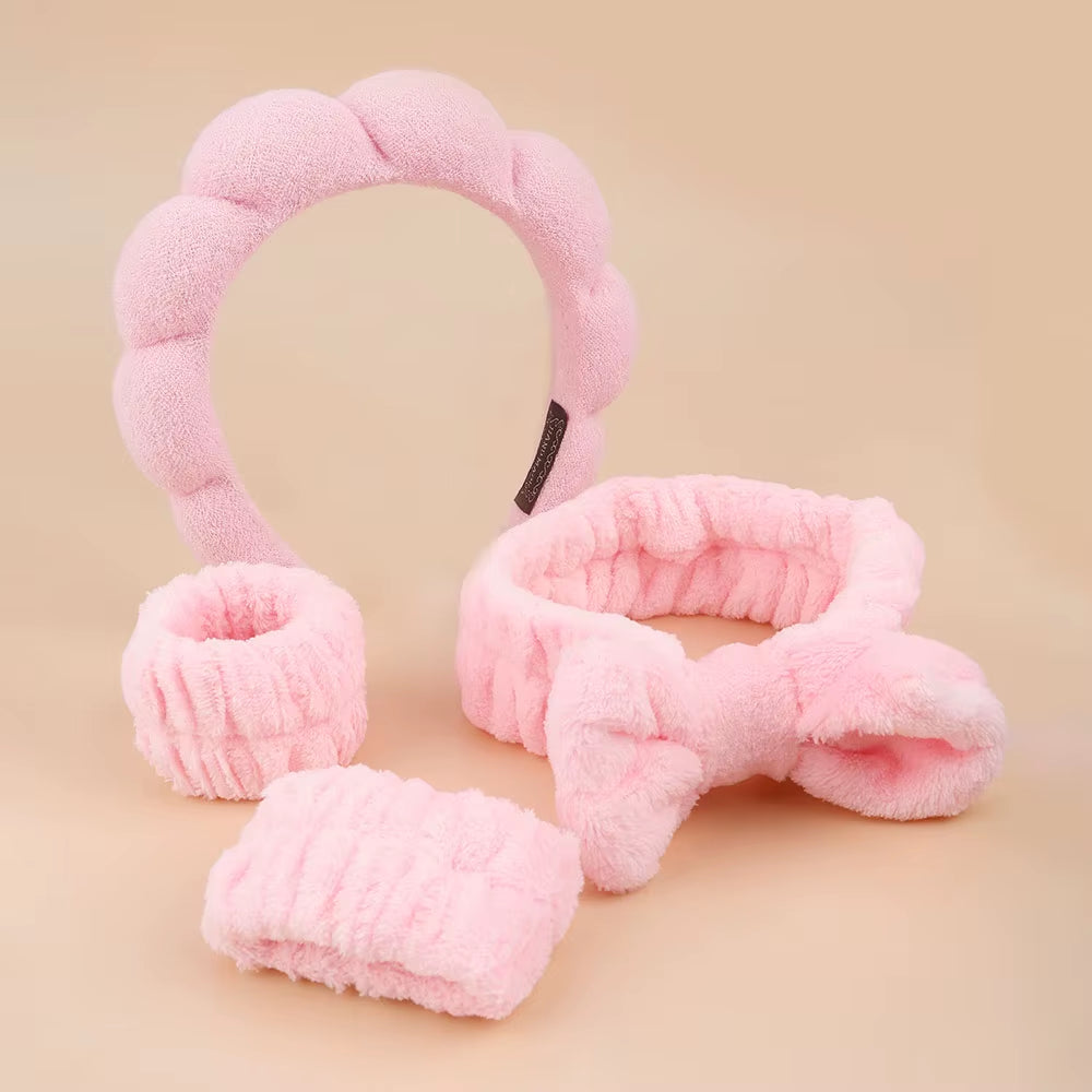 4Pcs Skincare Accessories for Face Wash Skincare Hair Accessories,Sponge Spa Headbands & Wristband Set, for Washing Face Makeup