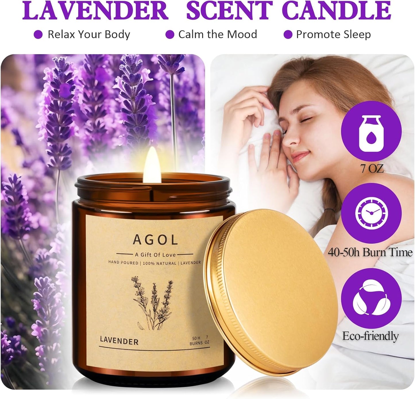 4 Pack Scented Candles for Home, 36 Oz 200 Hours Burn, Luxury Amber Jar Natural Soy Candles, Aromatherapy Candles Set, Candles Gift for Women Men Birthday Thanksgiving Christmas, Spa, Sleep,Yoga,Read