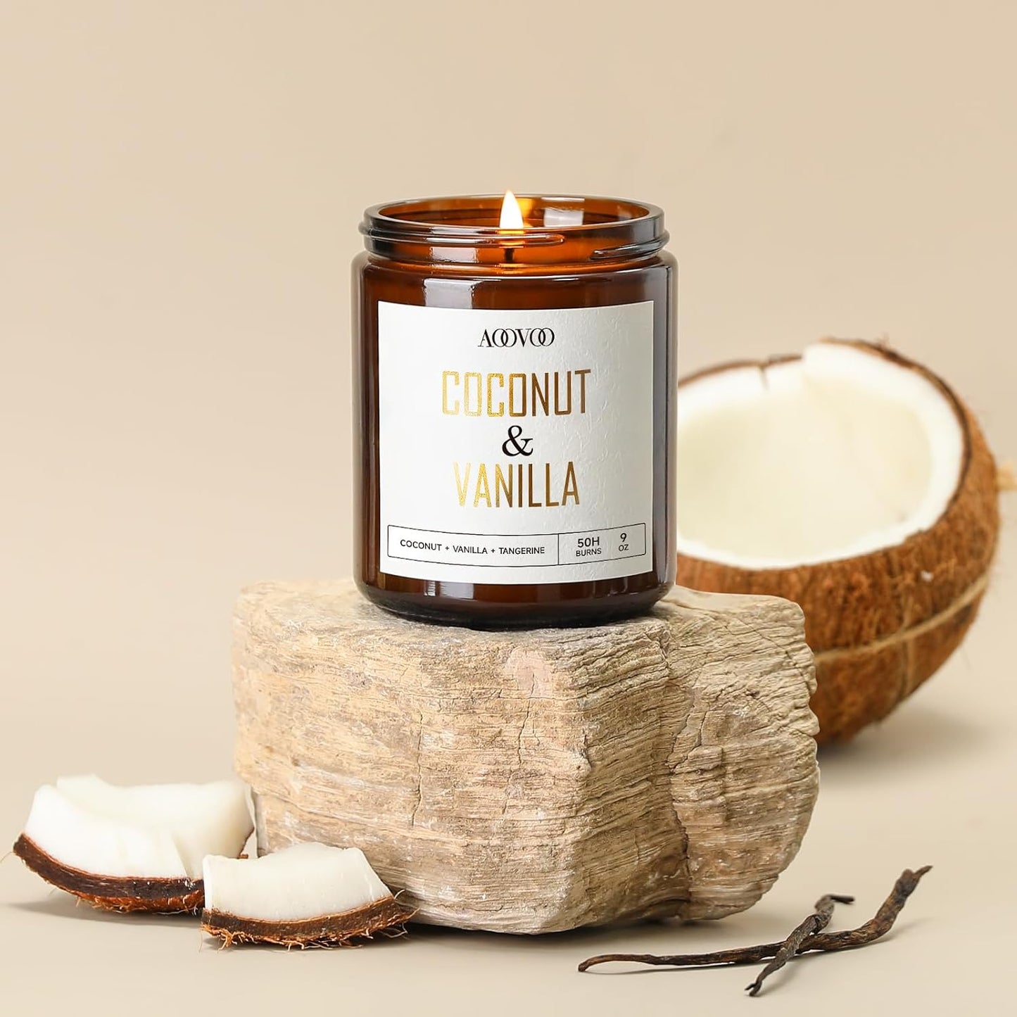 Coconut Vanilla Candles - 9 Oz Scented Candles, Aromatherapy Candle, Soy Candle for Home Scented