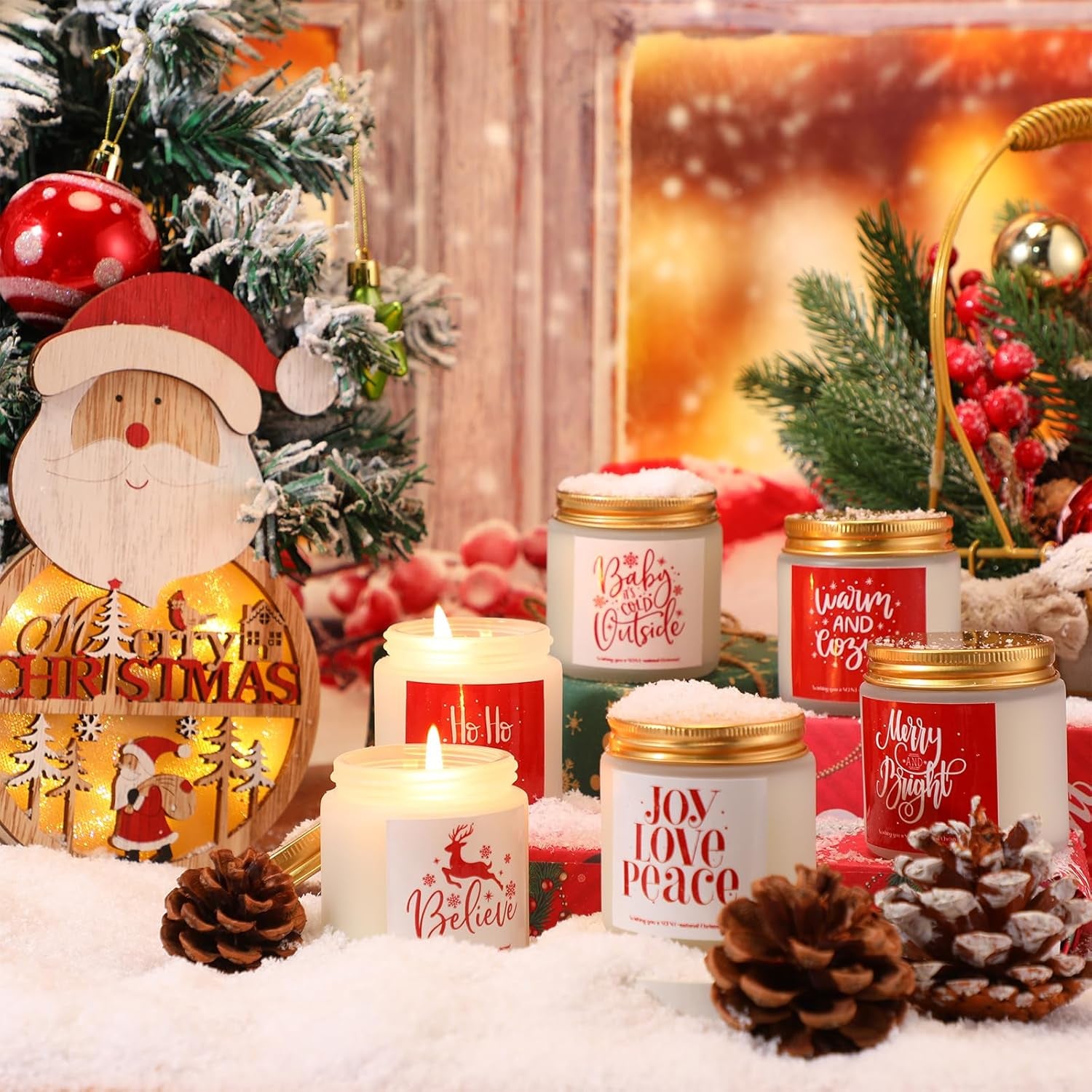 6 Pcs Christmas Scented Candles Christmas Candle Set Soy Holiday Candles 3.5 Oz Candle Winter Candle Gifts for Women Men Family Friends Coworkers Appreciation (Classic Scent)