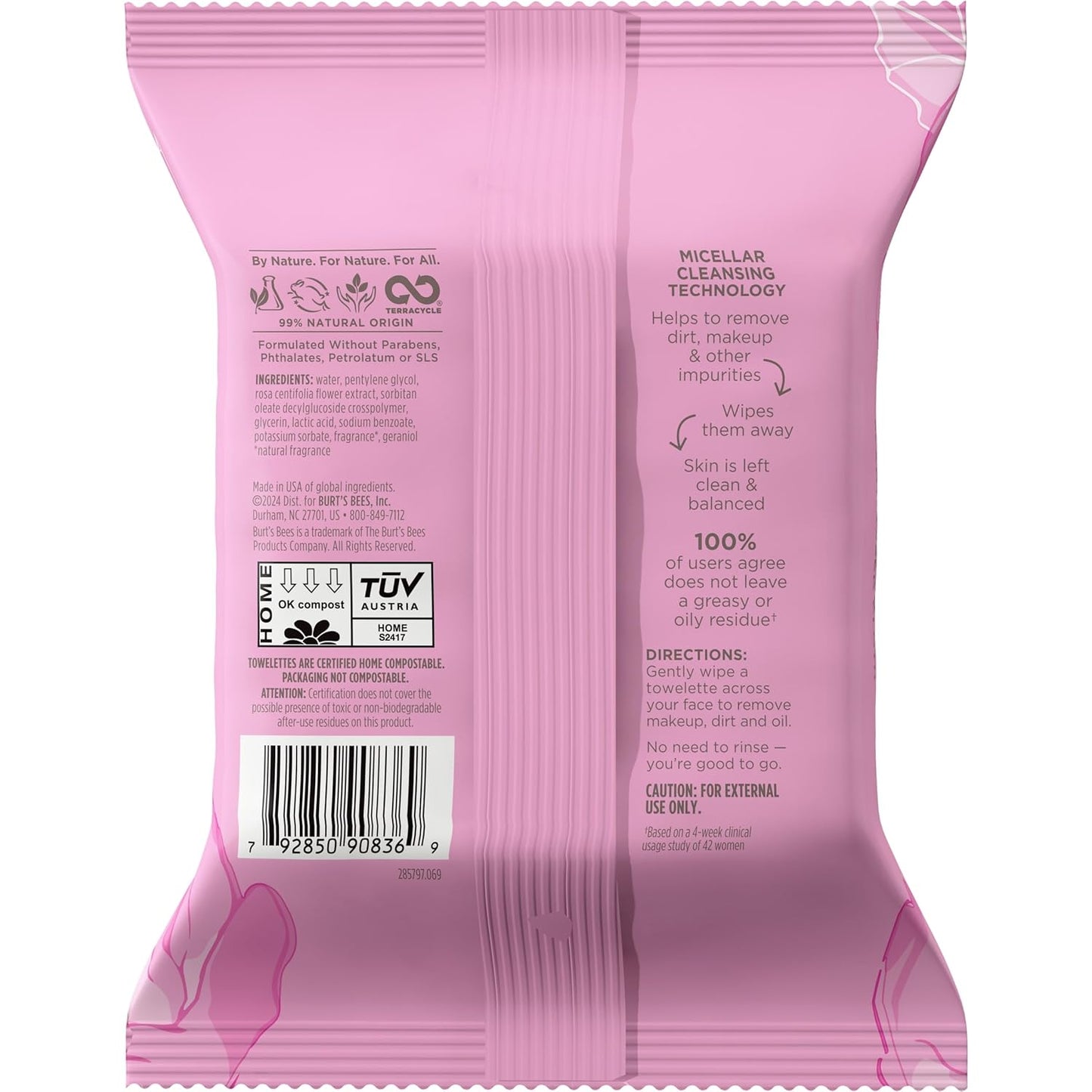 Stocking Stuffers, Rose Water Face Wipes, for All Skin Types, Hydrating Micellar Makeup Remover & Facial Cleansing Towelettes, Skin Care Christmas Gifts, 30 Ct (3-Pack)