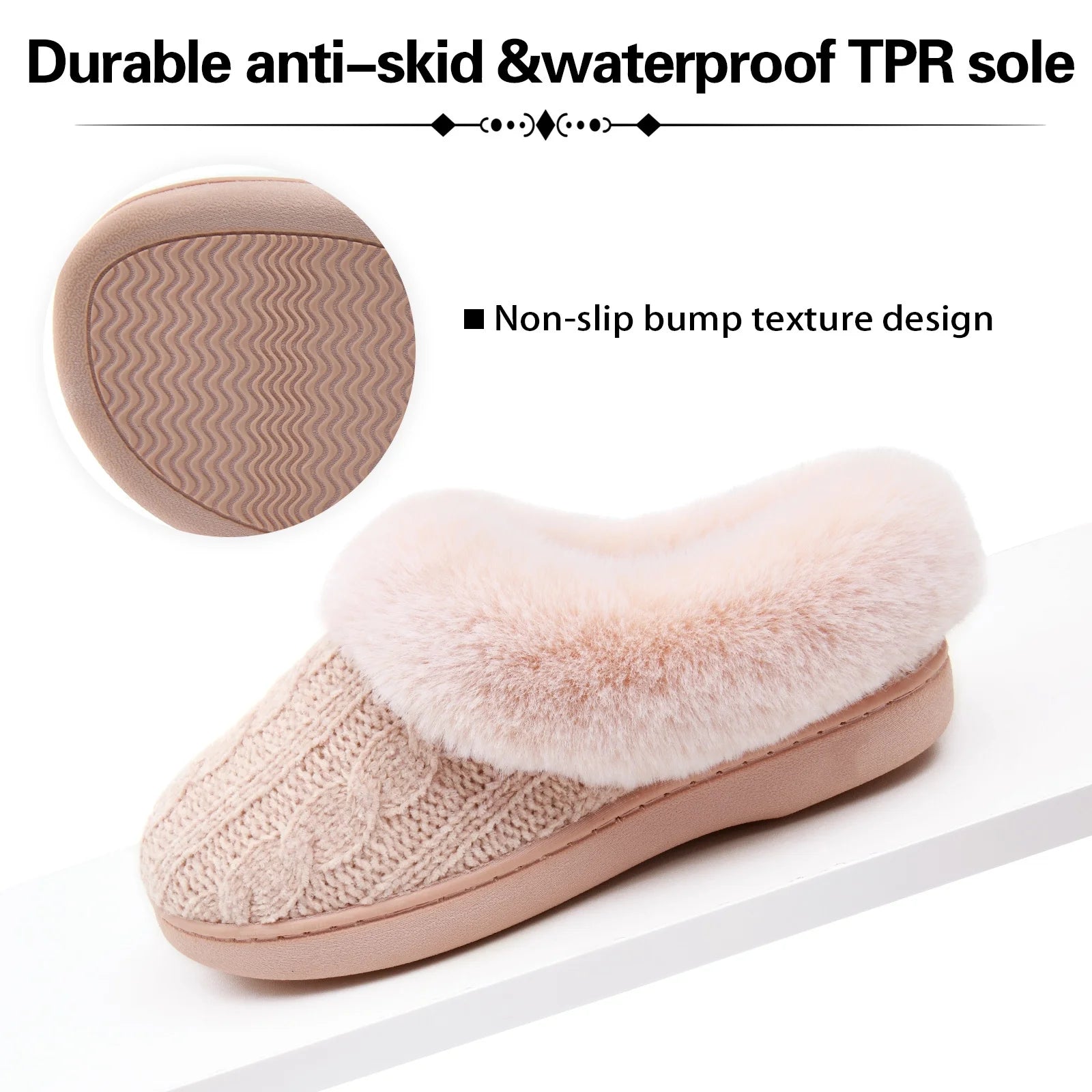 Winter Fuzzy Womens Slippers Fluffy House Slippers with Memory Foam