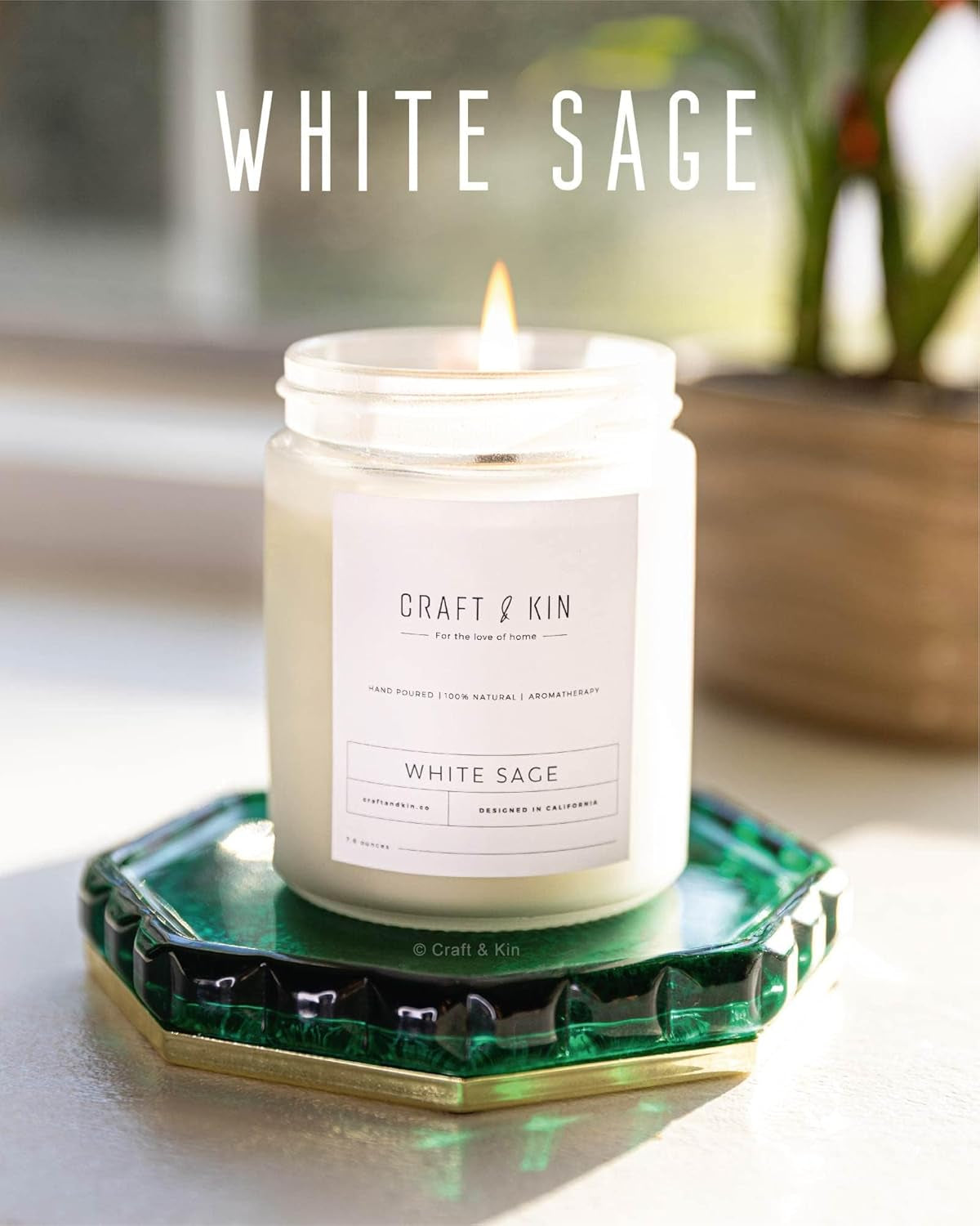 White Sage Fall Scented Candless for Cleansing | 8 Oz 45 Hour Long Lasting | Classic Soy Woodwick Fall Candles | Made with Natural Soy | Gifts for Men and Women