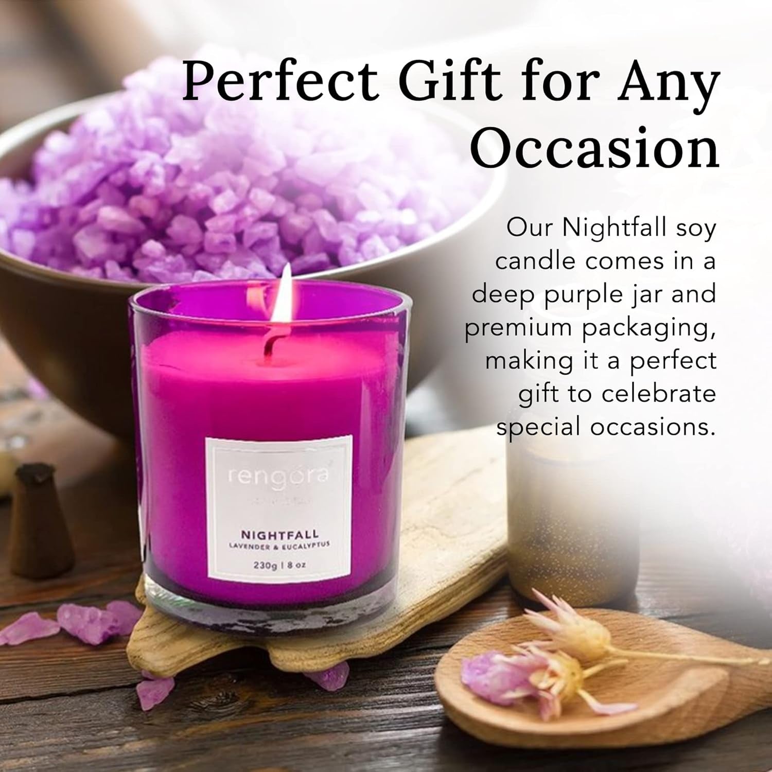 Scented Candles - 8Oz Lavender and Eucalyptus Candles for Home Scented, Clean Burning Candles Long Burning Magenta Purple Glass Candles Scented, Soy Scented Candle, Aromatherapy Candle Gifts for Women