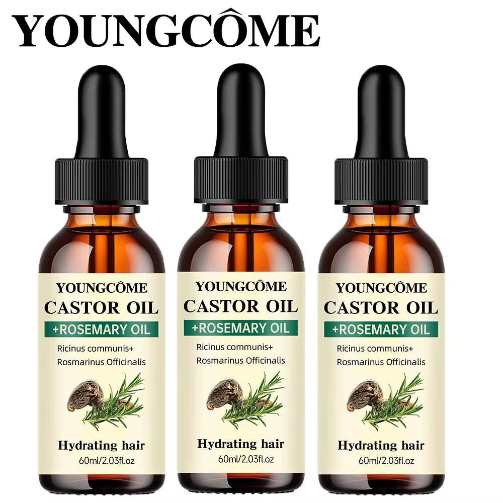 Mix Castor Oil and Rosemary Oil for Hair Growth Enhances Hair Thickness and Shine, Reduce Hair Loss and Split Ends Hair Care Oil