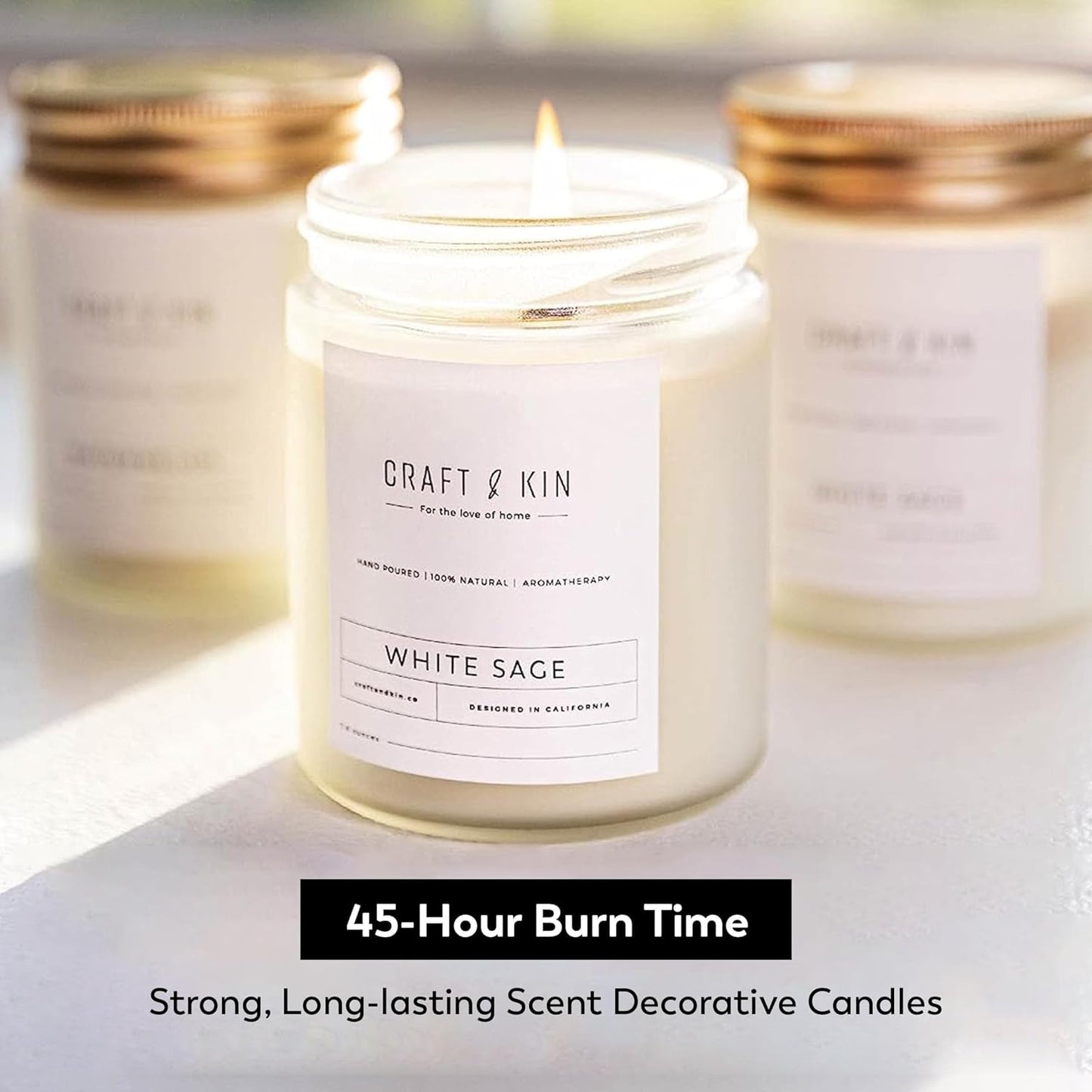 White Sage Fall Scented Candless for Cleansing | 8 Oz 45 Hour Long Lasting | Classic Soy Woodwick Fall Candles | Made with Natural Soy | Gifts for Men and Women