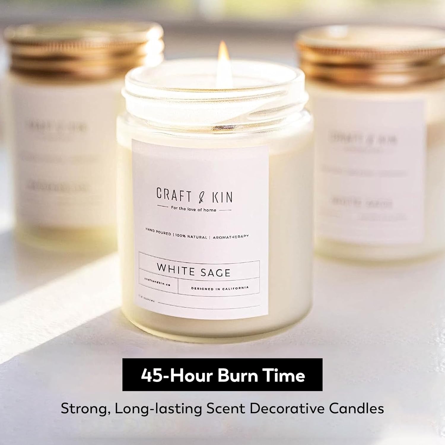 White Sage Fall Scented Candless for Cleansing | 8 Oz 45 Hour Long Lasting | Classic Soy Woodwick Fall Candles | Made with Natural Soy | Gifts for Men and Women