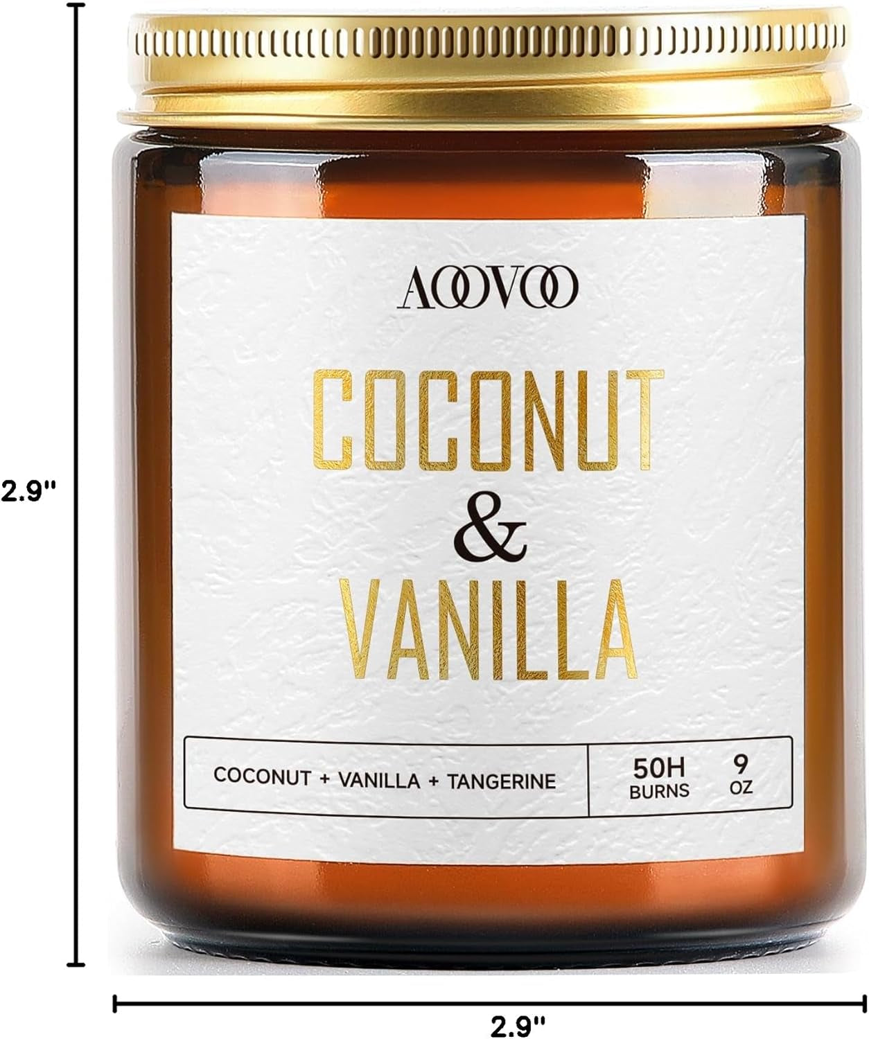 Coconut Vanilla Candles - 9 Oz Scented Candles, Aromatherapy Candle, Soy Candle for Home Scented