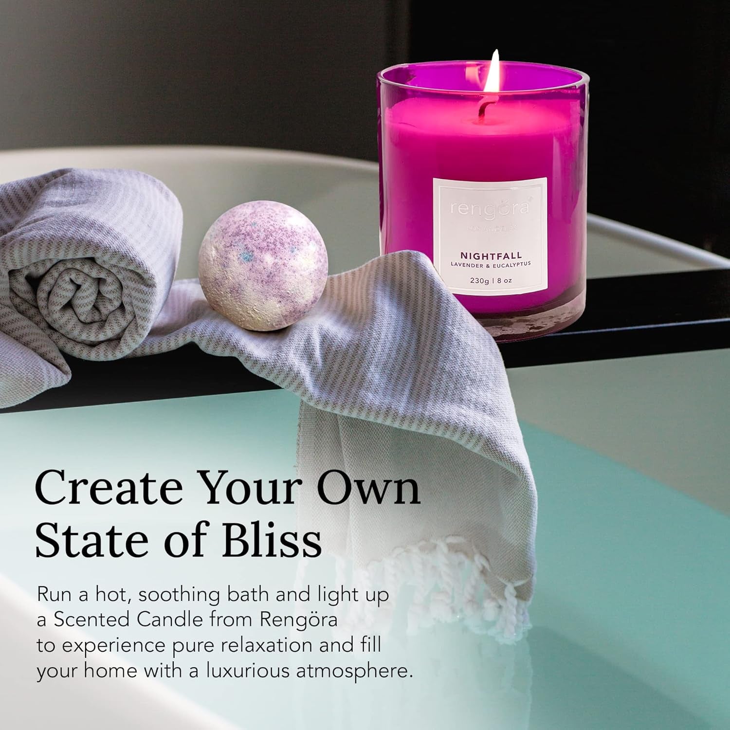 Scented Candles - 8Oz Lavender and Eucalyptus Candles for Home Scented, Clean Burning Candles Long Burning Magenta Purple Glass Candles Scented, Soy Scented Candle, Aromatherapy Candle Gifts for Women