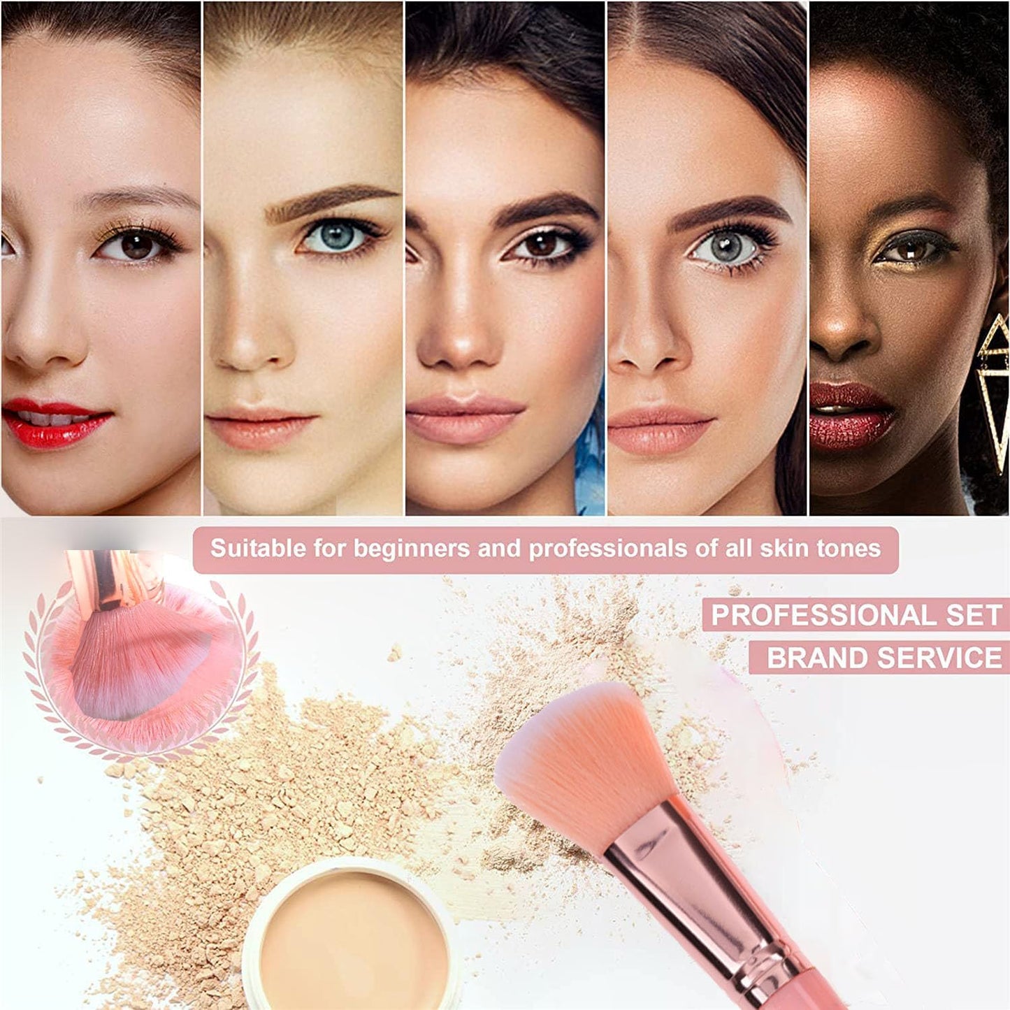 Starry Sky Makeup Brush Set 40Pcs Makeup Foundation Tool Set Sponges Foundation Eye Shadow Powder Blending Brush with Makeup Sponge, Powder Puffs for Beginner &Professional