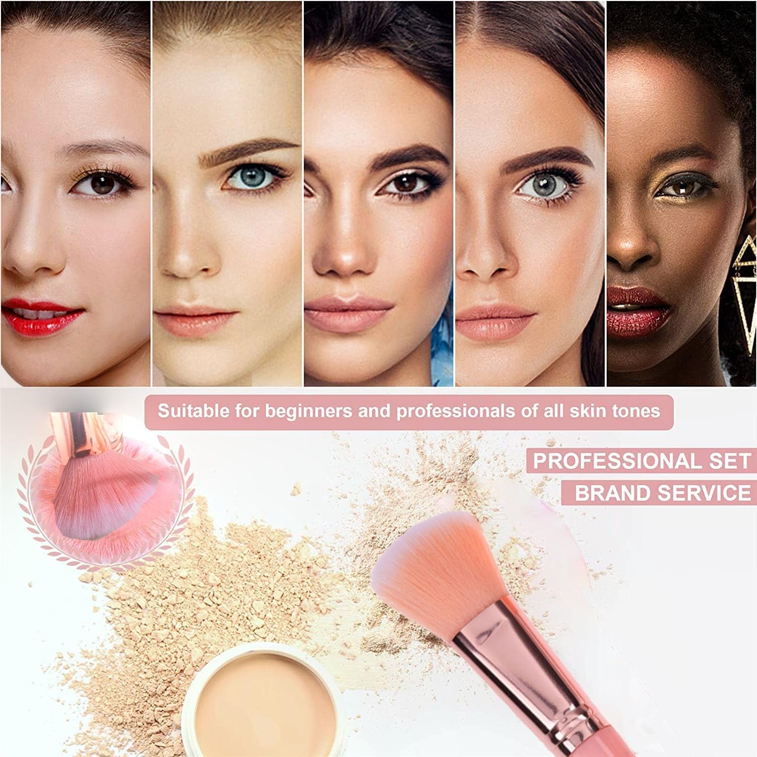 Starry Sky Makeup Brush Set 40Pcs Makeup Foundation Tool Set Sponges Foundation Eye Shadow Powder Blending Brush with Makeup Sponge, Powder Puffs for Beginner &Professional