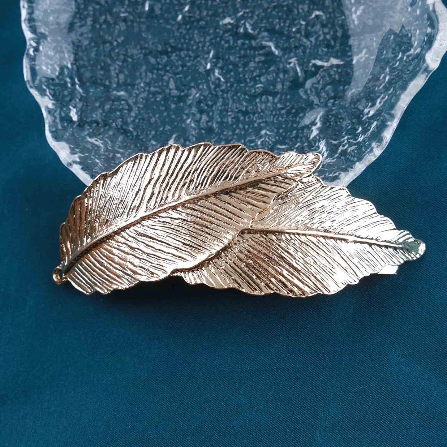 Vintage Leaf Hair Clip Barrettes Metal Leaf Barrette Clips Head Clips French Leaf Feather Hair Barrettes Leaf Hair Pin Clip Chunky Leaf Hair Pins Headdress for Women(Gold)