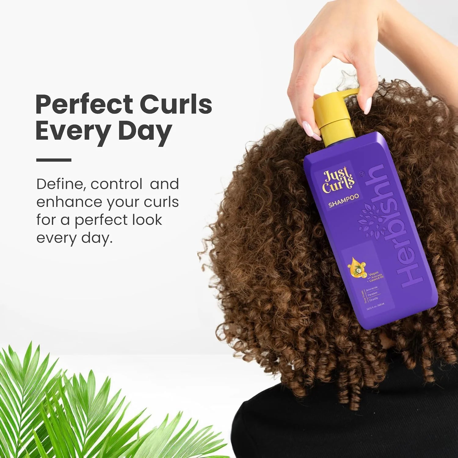 Just Curls Vegan Shampoo for Curly Hair Products Kit Enriched with Avocado & Coc