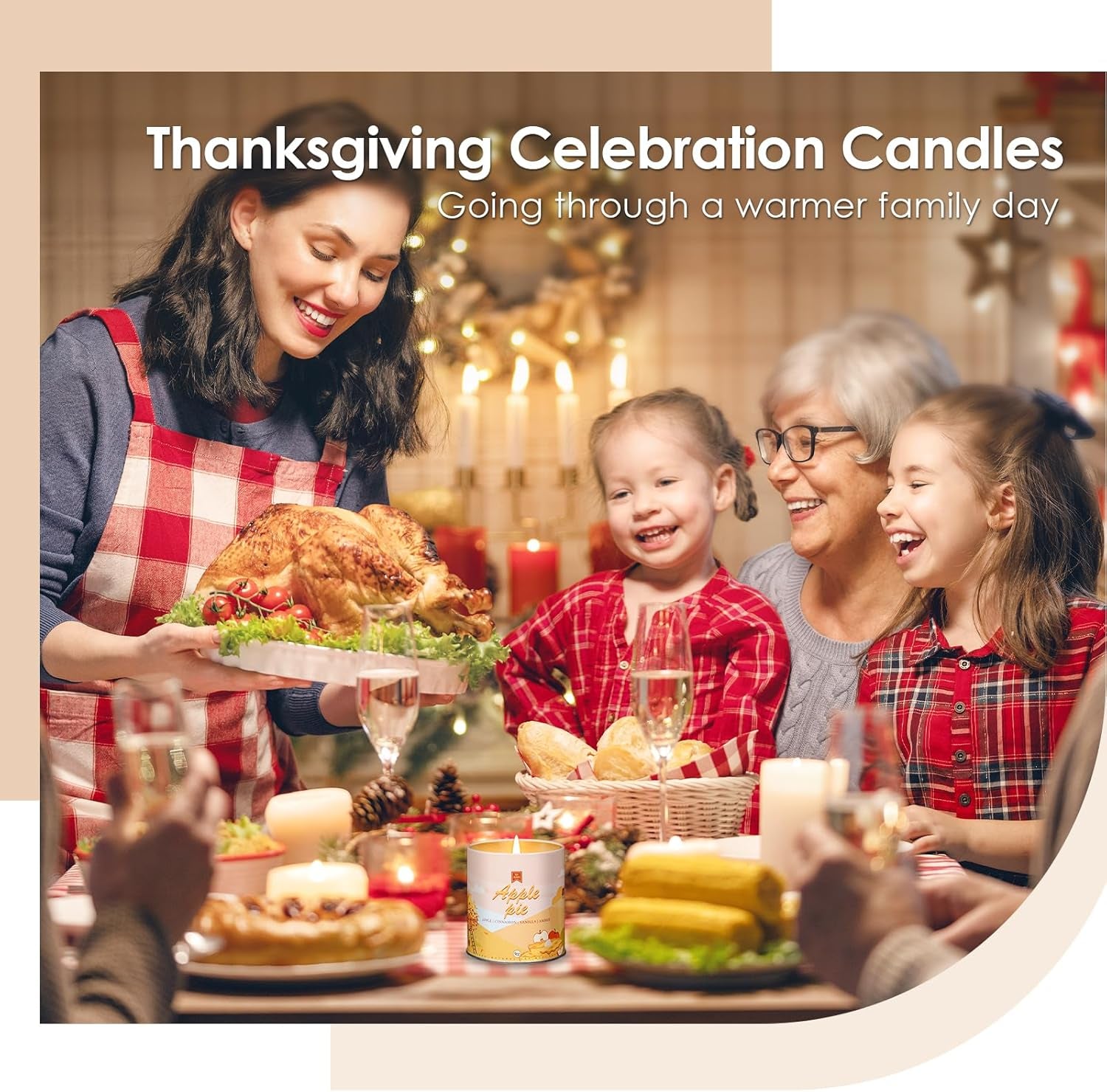 Apple Pie Fall Candles for Home Scented Halloween Easter Thanksgiving 40 Hours Burning 9Oz Scented Candle, Aromatherapy Birthday Soy Candles Gift for Women Men