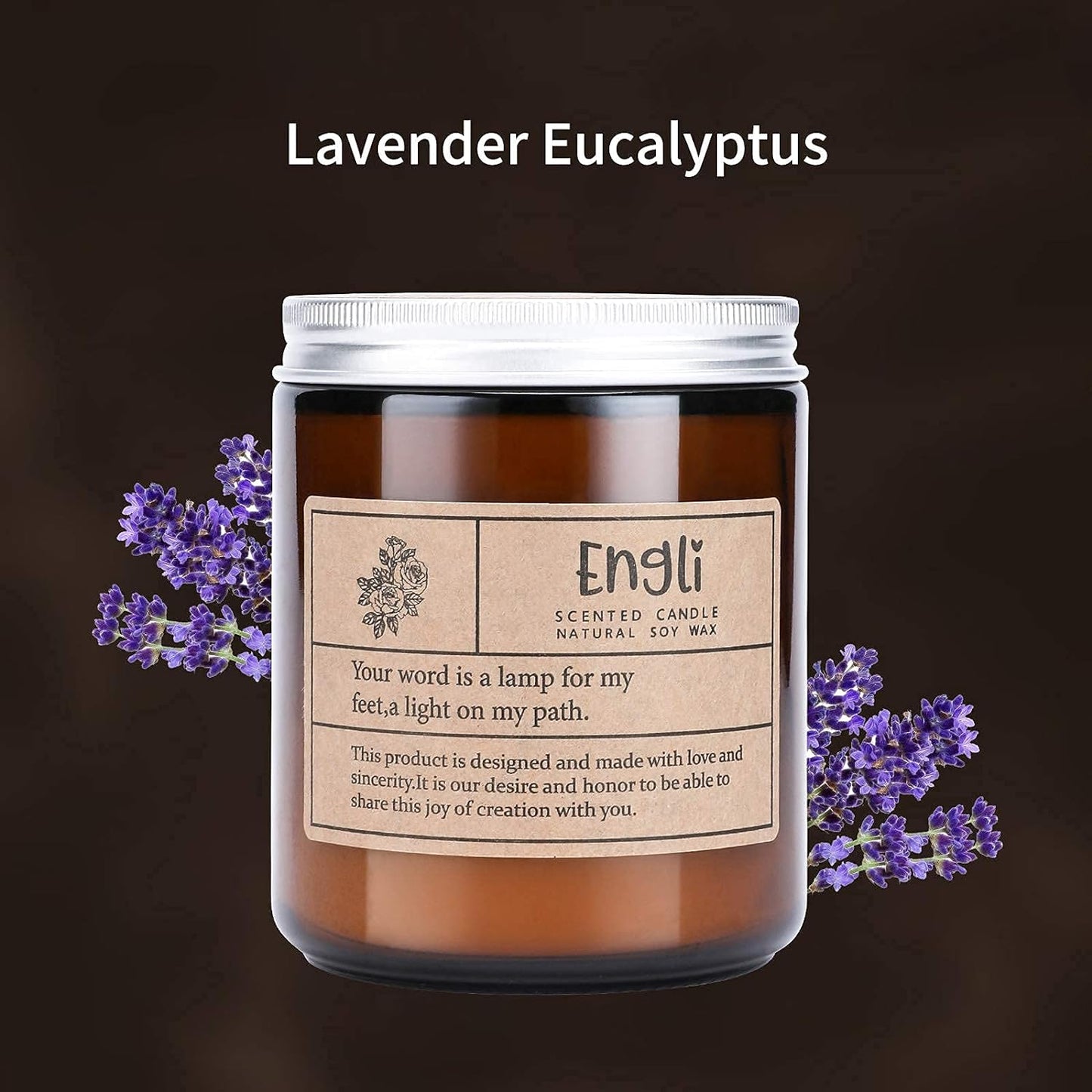 Scented Candles Lavender & Eucalyptus, Aromatherapy Candles,40 Hour Long Lasting Soy Candle