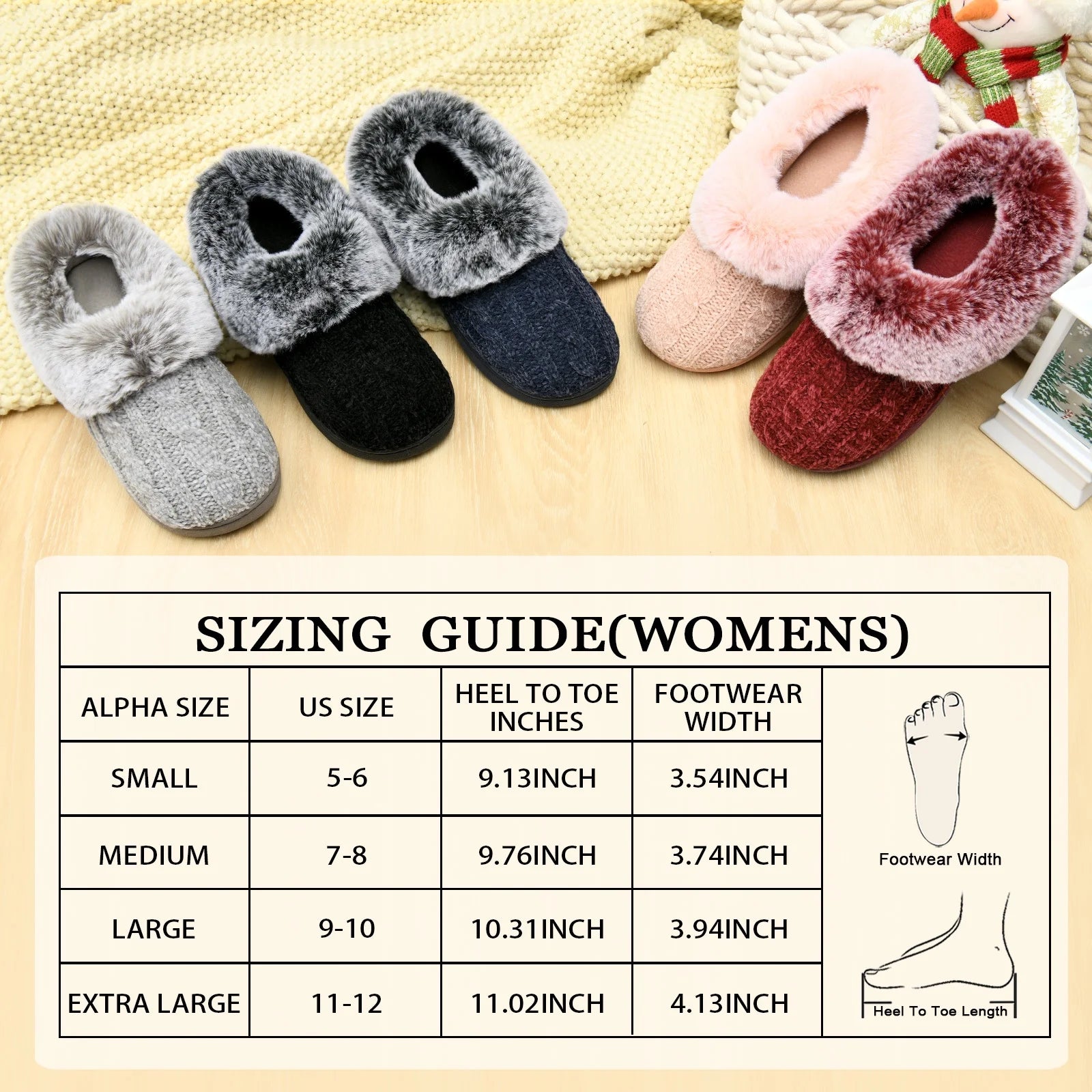 Winter Fuzzy Womens Slippers Fluffy House Slippers with Memory Foam