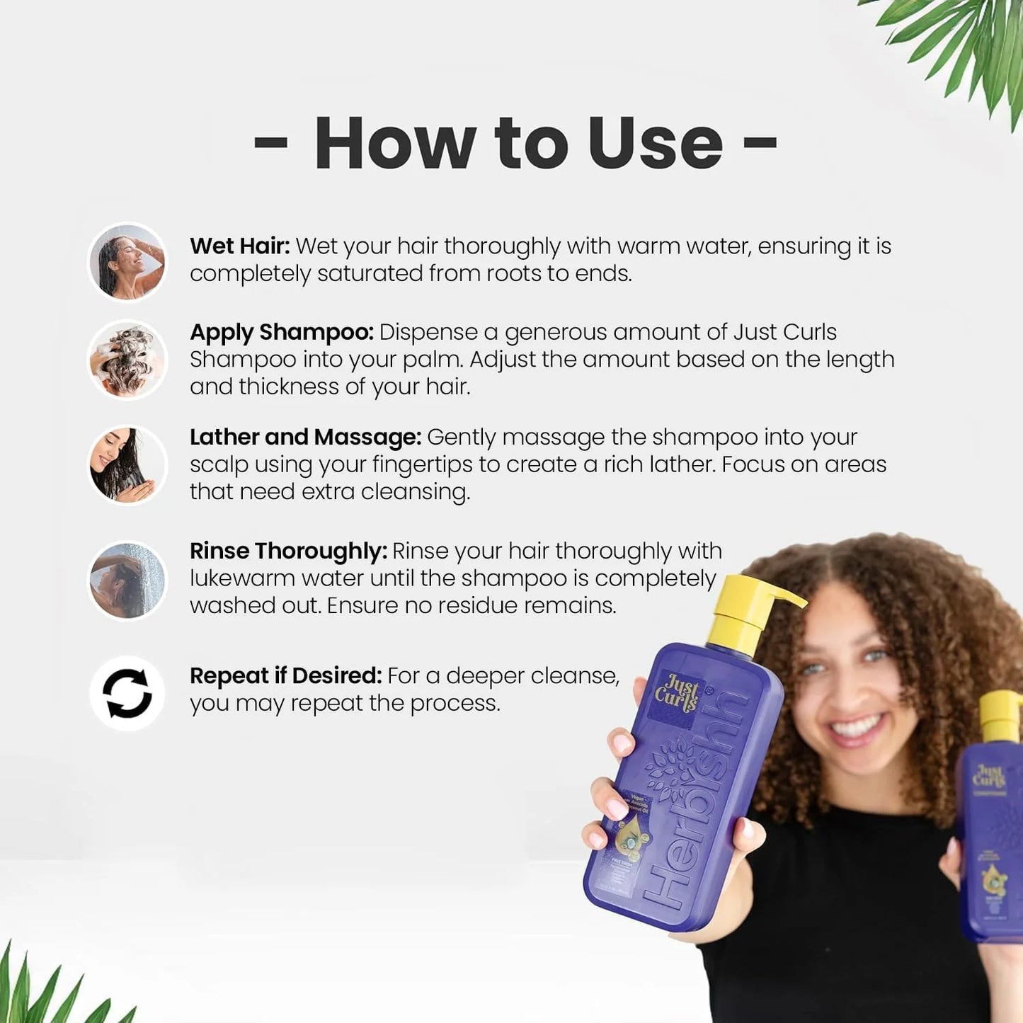 Just Curls Vegan Shampoo for Curly Hair Products Kit Enriched with Avocado & Coc