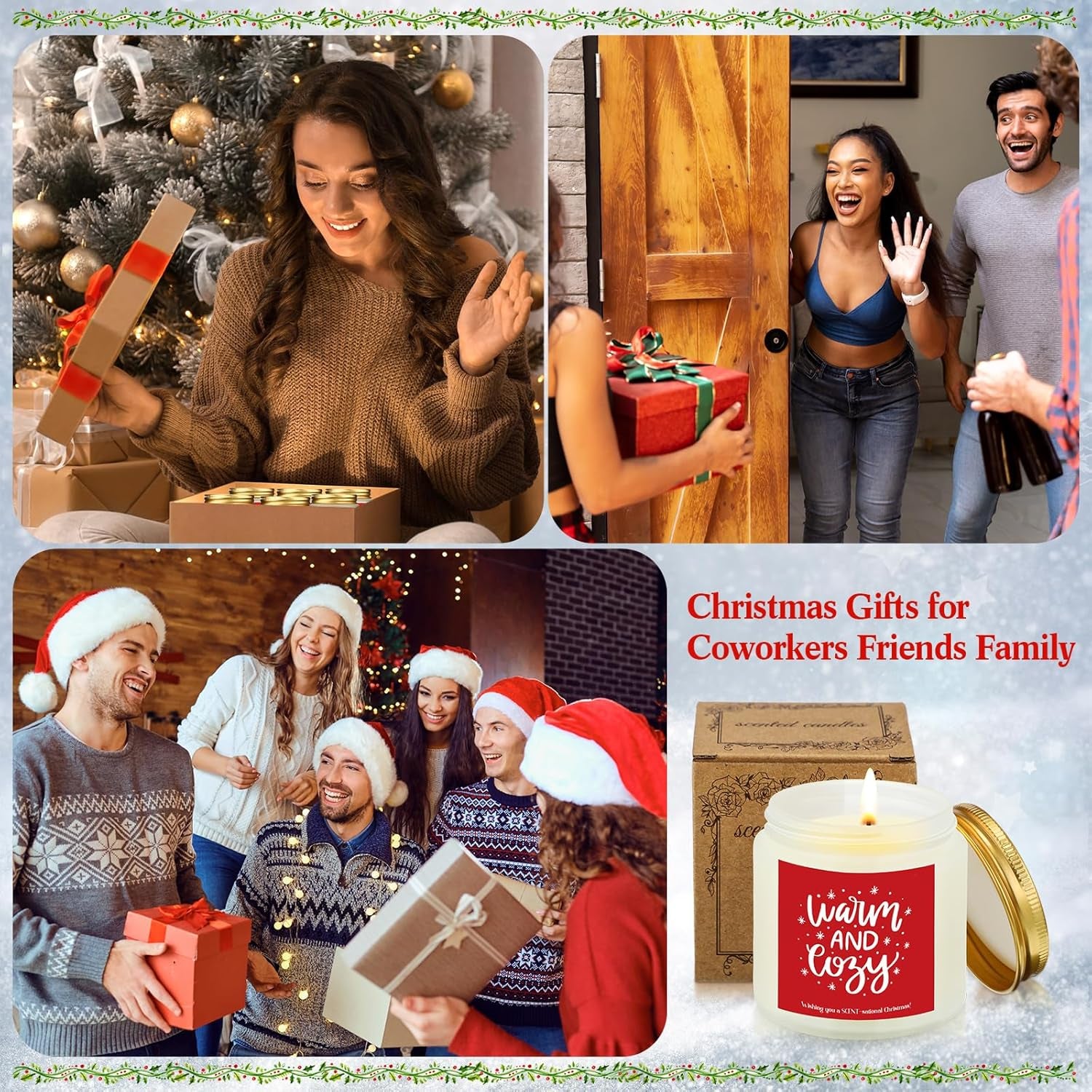 6 Pcs Christmas Scented Candles Christmas Candle Set Soy Holiday Candles 3.5 Oz Candle Winter Candle Gifts for Women Men Family Friends Coworkers Appreciation (Classic Scent)