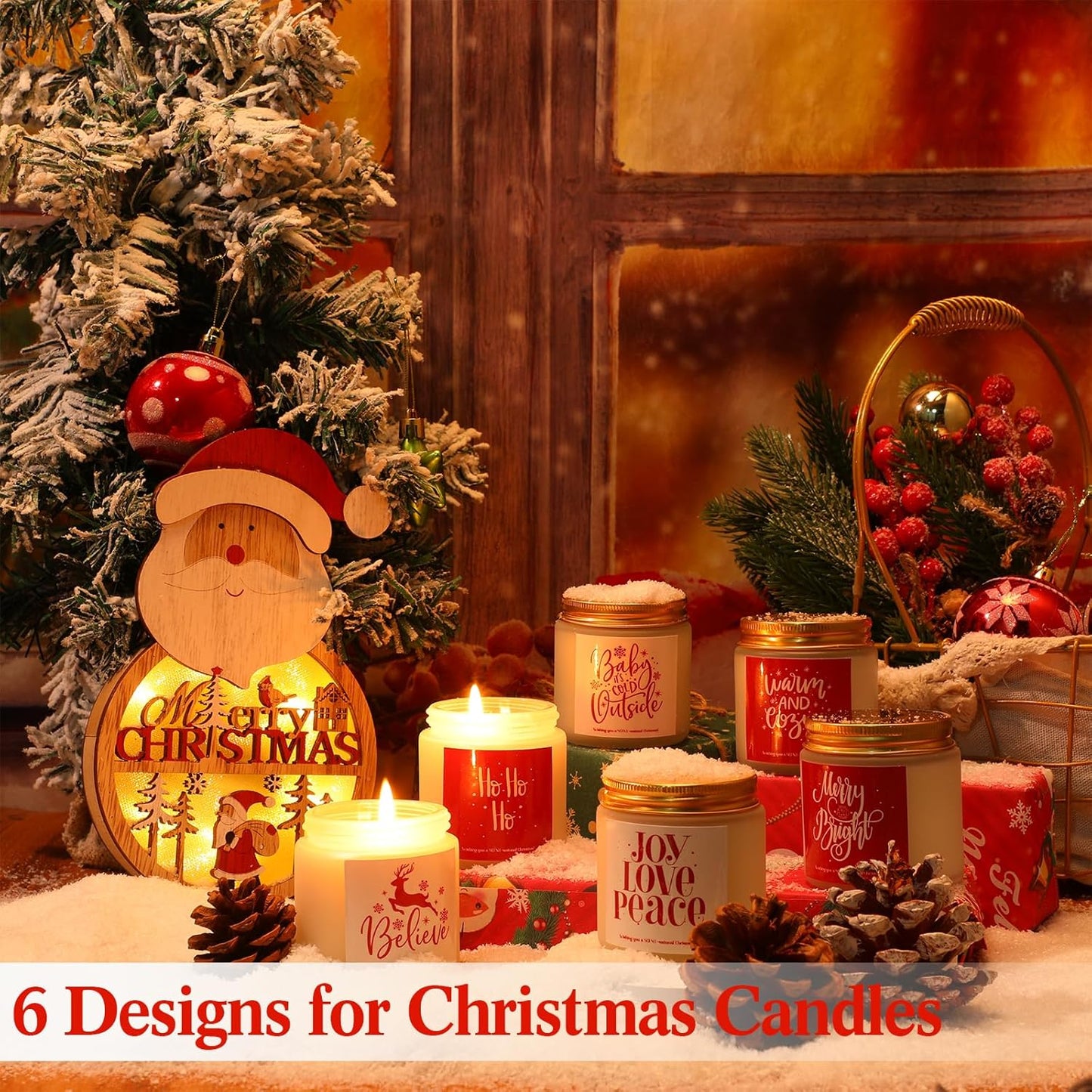 6 Pcs Christmas Scented Candles Christmas Candle Set Soy Holiday Candles 3.5 Oz Candle Winter Candle Gifts for Women Men Family Friends Coworkers Appreciation (Classic Scent)