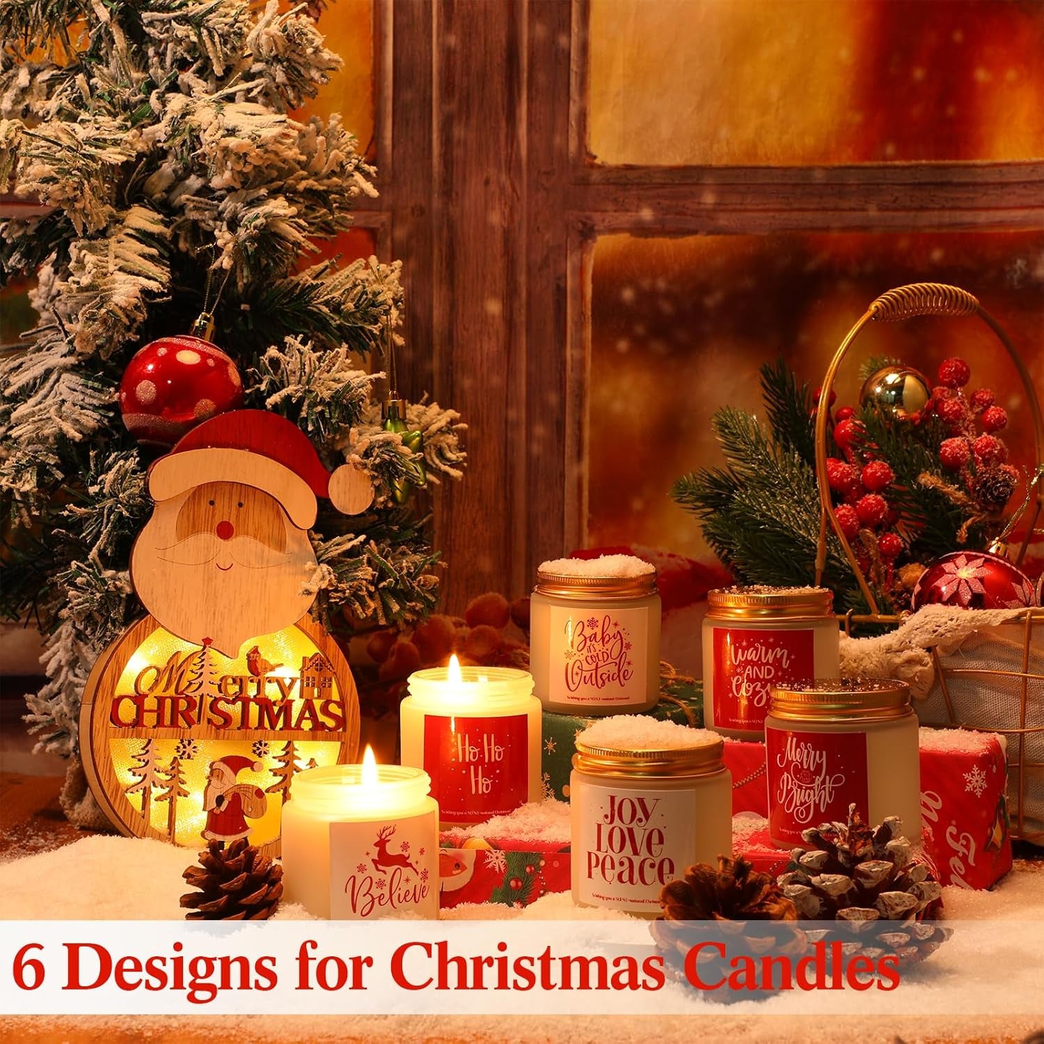 6 Pcs Christmas Scented Candles Christmas Candle Set Soy Holiday Candles 3.5 Oz Candle Winter Candle Gifts for Women Men Family Friends Coworkers Appreciation (Classic Scent)