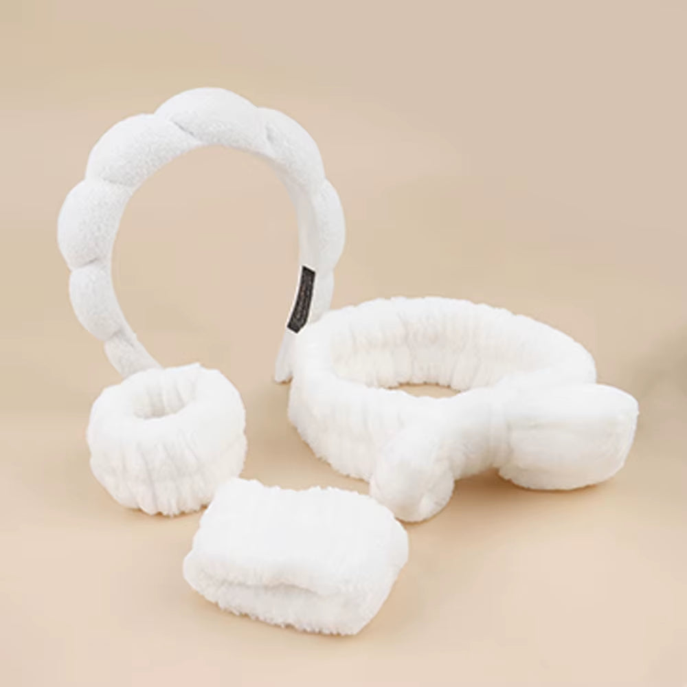 4Pcs Skincare Accessories for Face Wash Skincare Hair Accessories，Sponge Spa Headbands & Wristband Set, for Washing Face Makeup