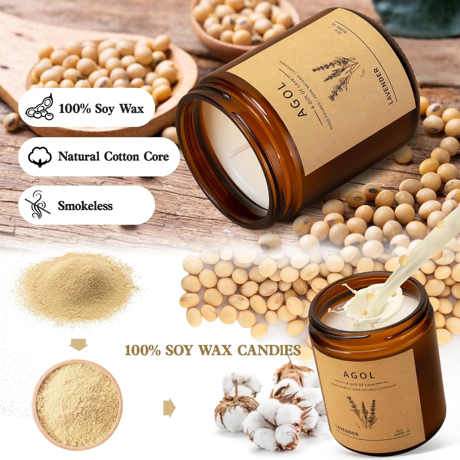 4 Pack Scented Candles for Home, 36 Oz 200 Hours Burn, Luxury Amber Jar Natural Soy Candles, Aromatherapy Candles Set, Candles Gift for Women Men Birthday Thanksgiving Christmas, Spa, Sleep,Yoga,Read