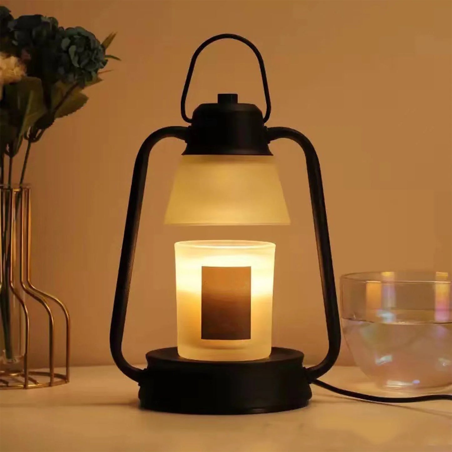 Christmas Deals!  Candle Warmer Lamp Dimmable Timer: Electric Metal Top down Light Heat Melting Wax Candles Vintage Fits Large Small Jar Scented Candel Warming Lantern Black