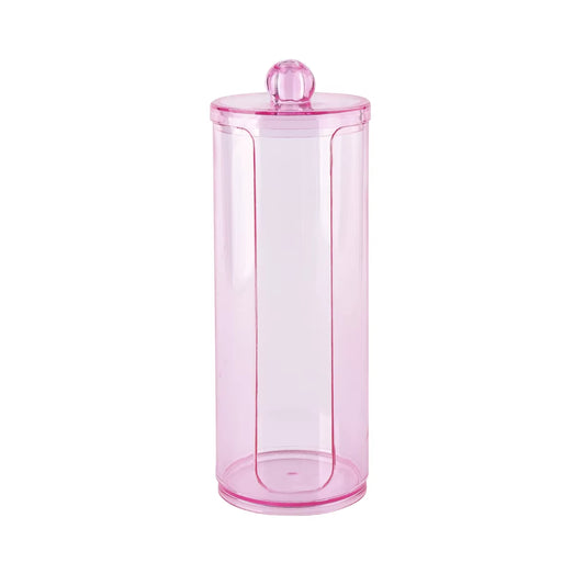1/3 Pcs Acrylic Qtip Holder with Lid Clear Pink Cotton Pad Holder Bathroom Makeup Organizers Containers Storage Box
