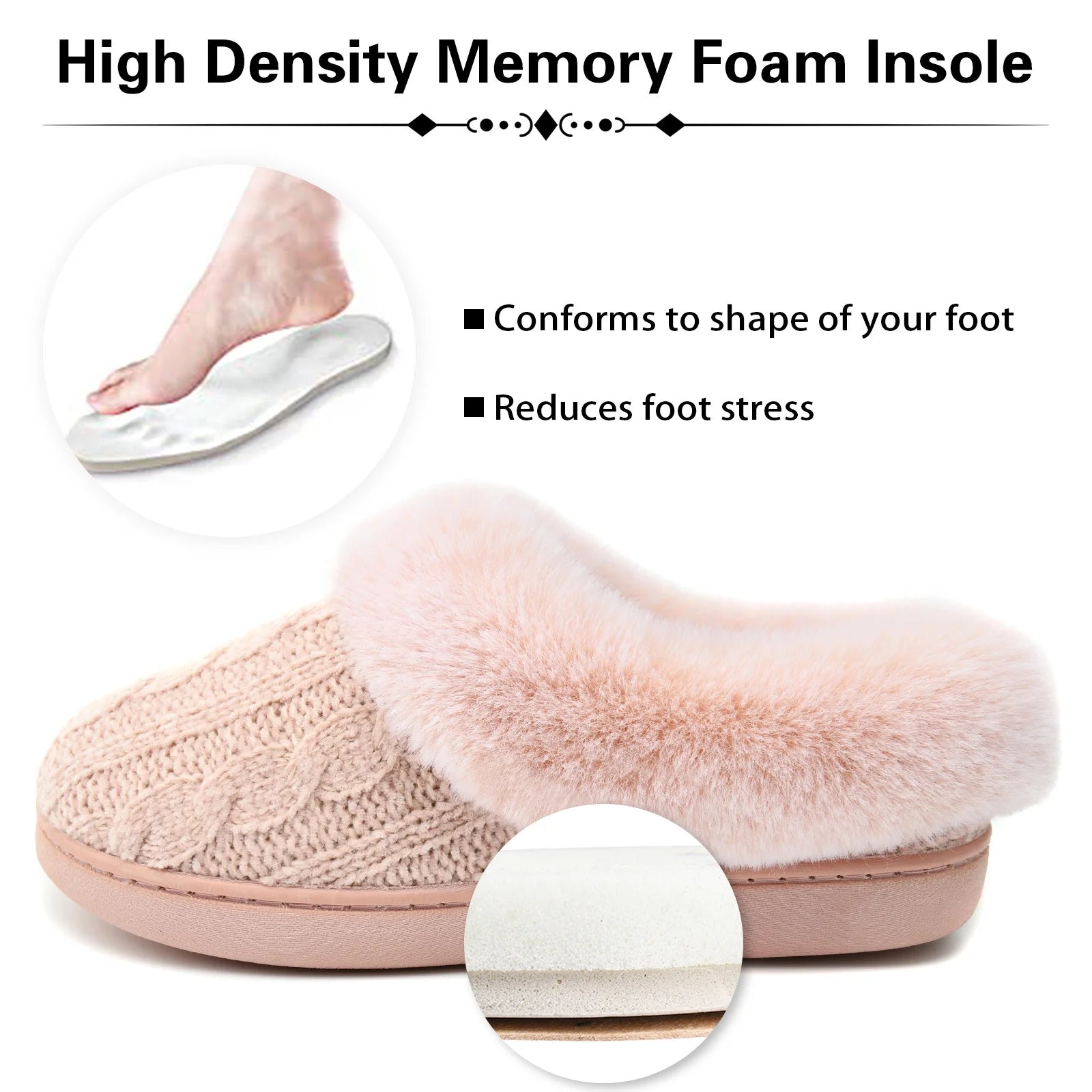 Winter Fuzzy Womens Slippers Fluffy House Slippers with Memory Foam