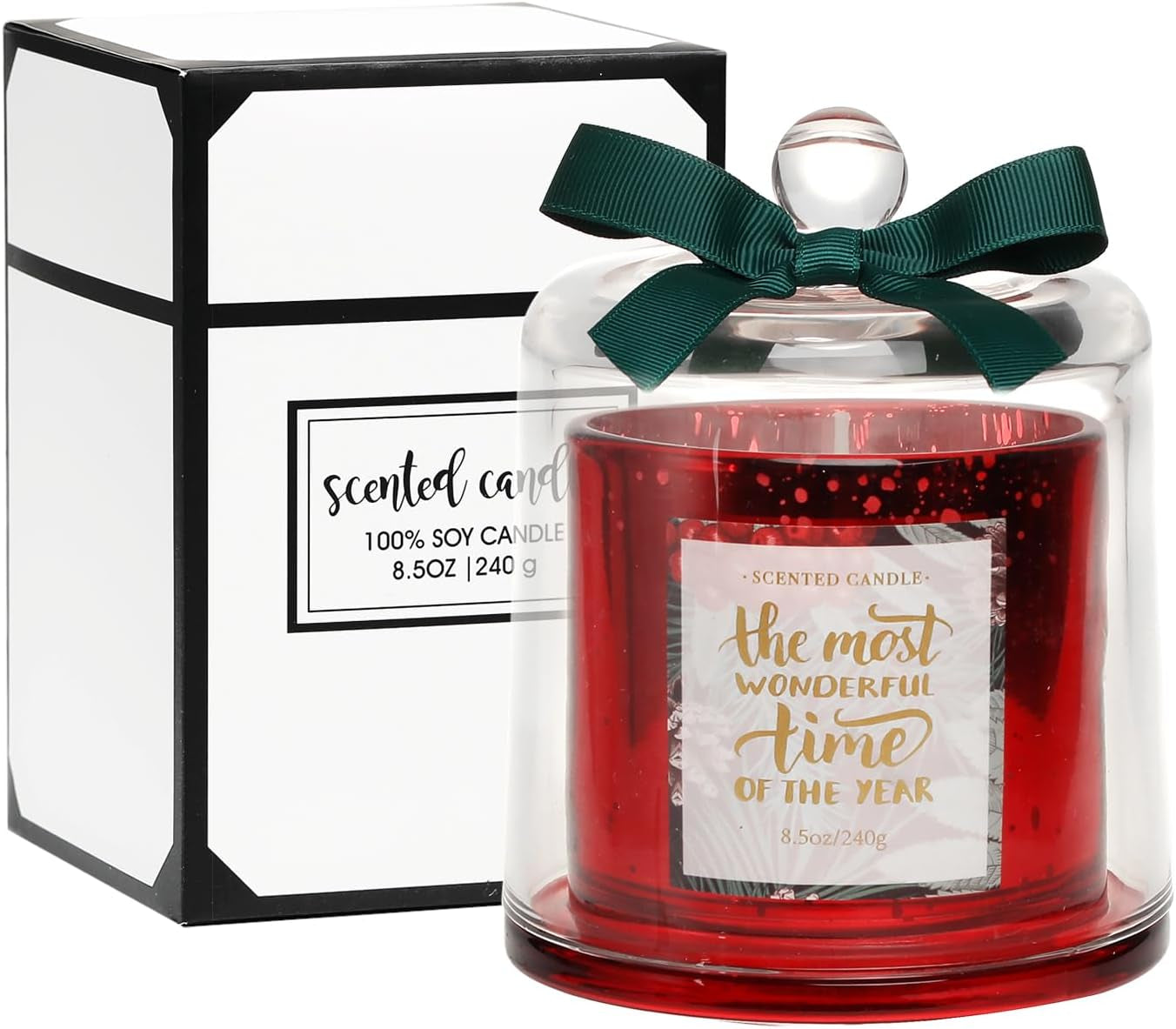 Christmas Candle, Pine Scented Candle, Christmas Gifts for Women, Holiday Winter Candle, Scented Candle for Home, Natural Soy Wax,8.5Oz,Red