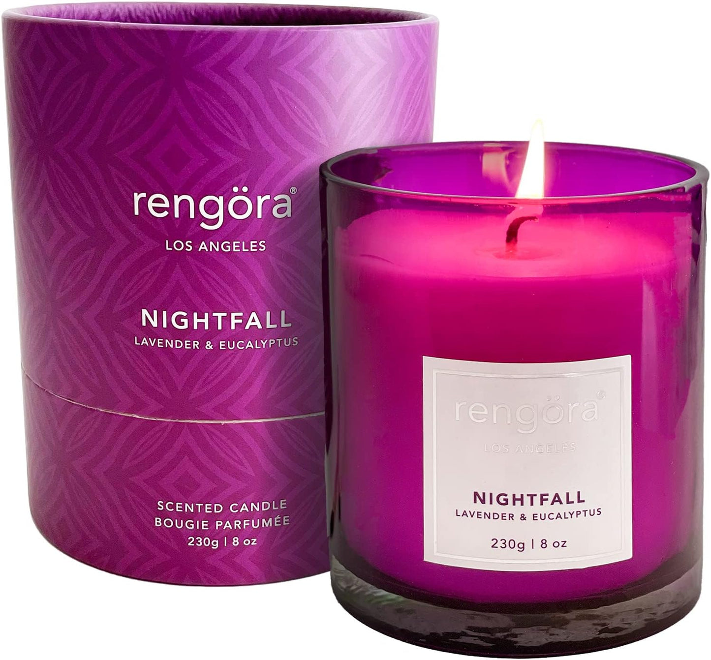 Scented Candles - 8Oz Lavender and Eucalyptus Candles for Home Scented, Clean Burning Candles Long Burning Magenta Purple Glass Candles Scented, Soy Scented Candle, Aromatherapy Candle Gifts for Women