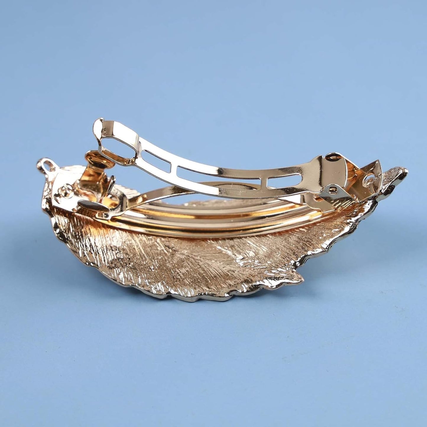 Vintage Leaf Hair Clip Barrettes Metal Leaf Barrette Clips Head Clips French Leaf Feather Hair Barrettes Leaf Hair Pin Clip Chunky Leaf Hair Pins Headdress for Women(Gold)