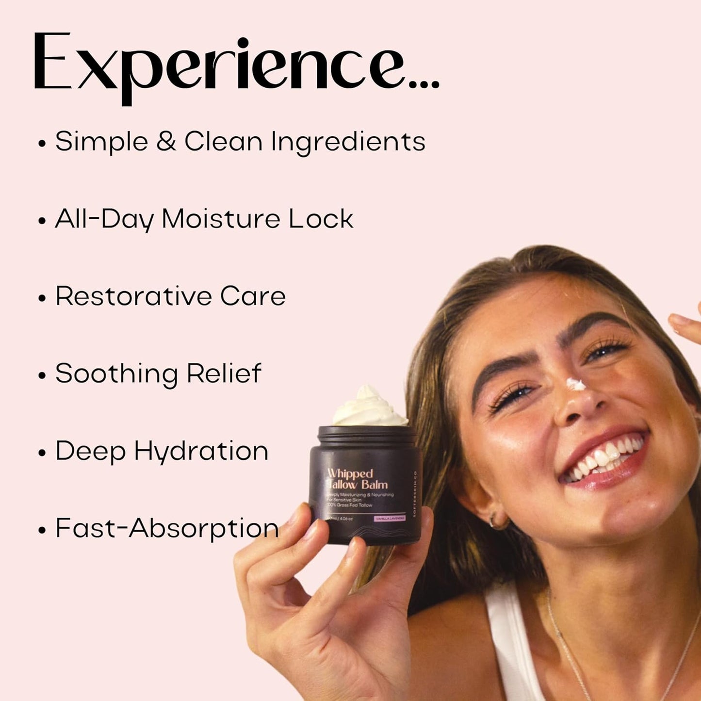 Beef Tallow for Skin (Unscented 4 Oz) - Whipped Tallow Balm for Face and Body - Natural Moisturizer for Sensitive Dry Skin - Handmade Body Butter Lotion - 100% Grass-Fed - Gentle Skincare