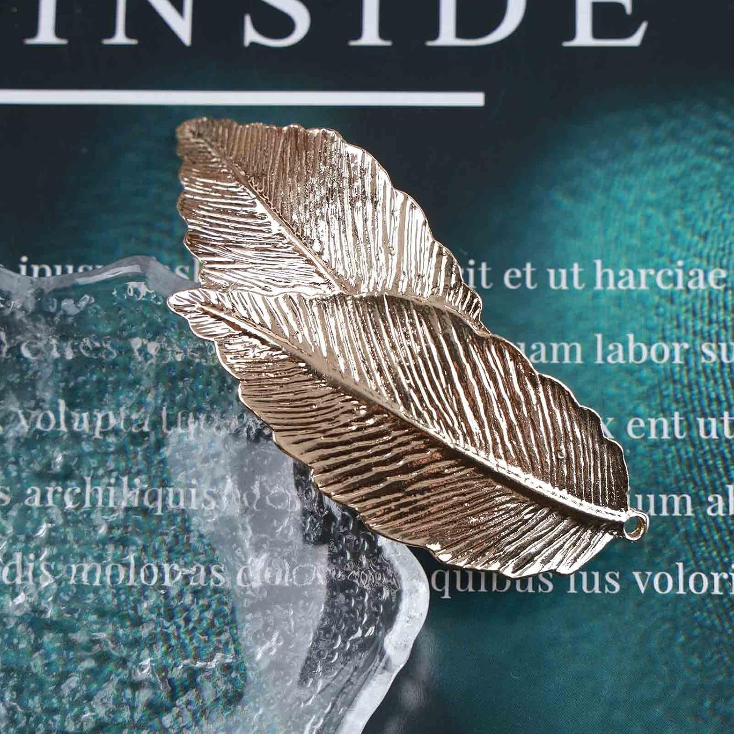 Vintage Leaf Hair Clip Barrettes Metal Leaf Barrette Clips Head Clips French Leaf Feather Hair Barrettes Leaf Hair Pin Clip Chunky Leaf Hair Pins Headdress for Women(Gold)