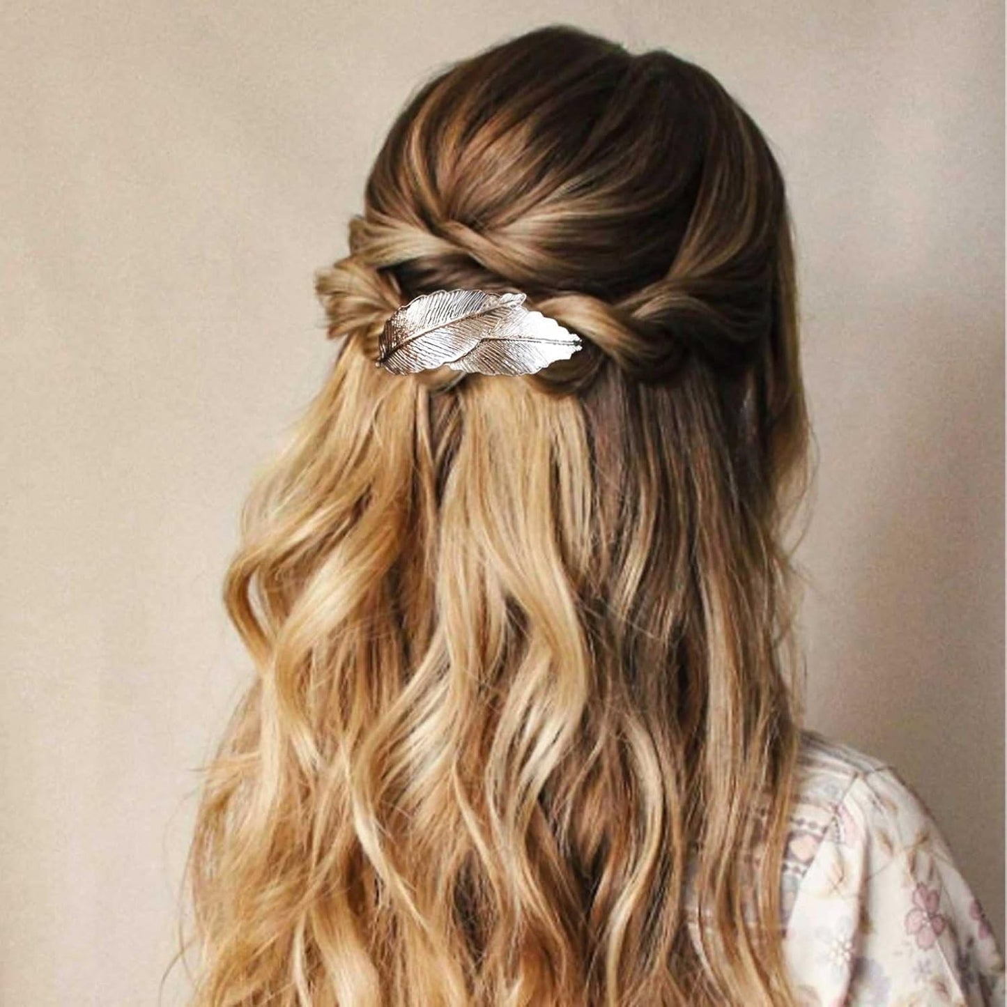 Vintage Leaf Hair Clip Barrettes Metal Leaf Barrette Clips Head Clips French Leaf Feather Hair Barrettes Leaf Hair Pin Clip Chunky Leaf Hair Pins Headdress for Women(Gold)