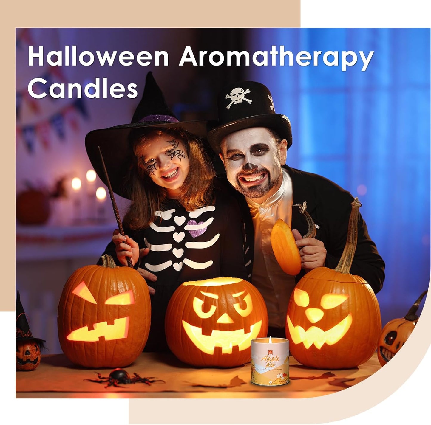 Apple Pie Fall Candles for Home Scented Halloween Easter Thanksgiving 40 Hours Burning 9Oz Scented Candle, Aromatherapy Birthday Soy Candles Gift for Women Men