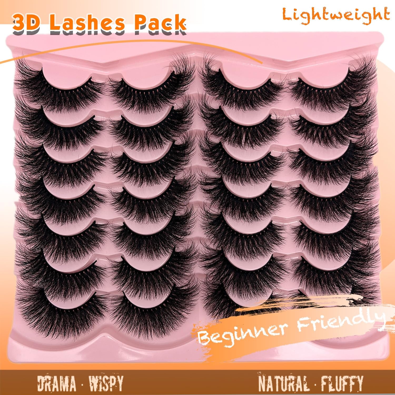 Fluffy Lashes Mink Wispy Cat Eye Faux Mink Lashes Pack Soft Fake Strip Eyelashes 18Mm Long Volume False Eyelashes Natural Look